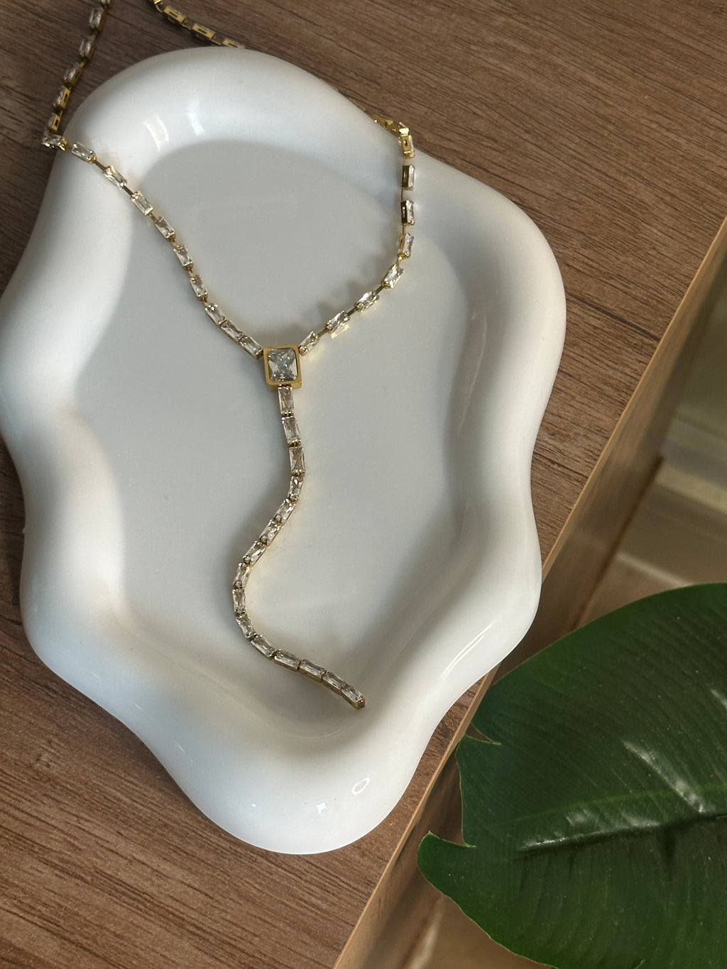 Crystal Fall Drop Down Necklace