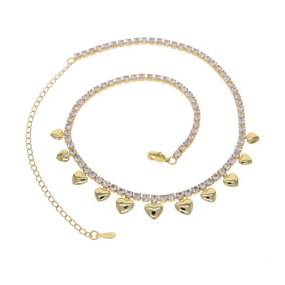 Luna – Gold Heart Drop Tennis Necklace
