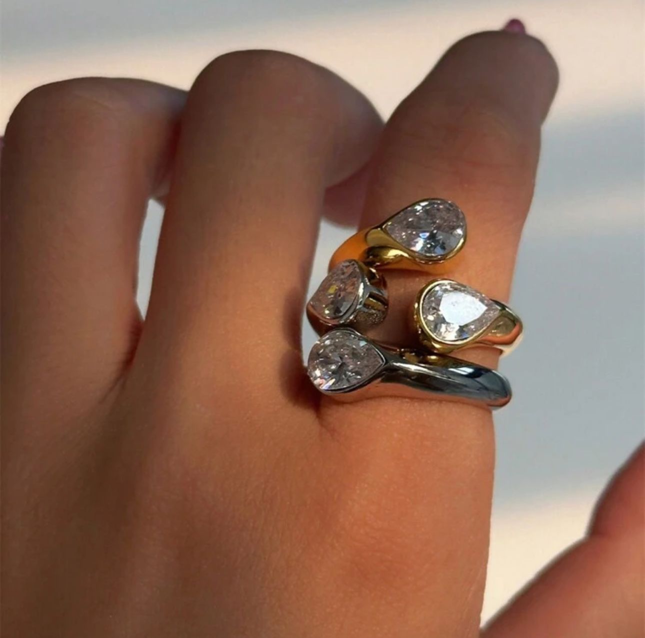 Double Stone Ring in Gold